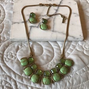 Kenneth Cole Green Stone Necklace & Earring zest